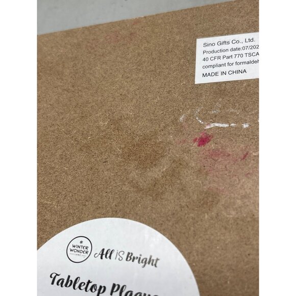 all is bright tabletop wood plaque rectangle reindeer wreath let's get cozy READ - Picture 6 of 8